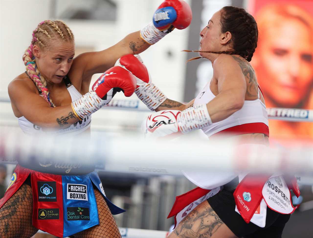 Ebanie Bridges is spotted with Bec Connolly, KO in fishnet tights in Eddie Hearn’s back yard