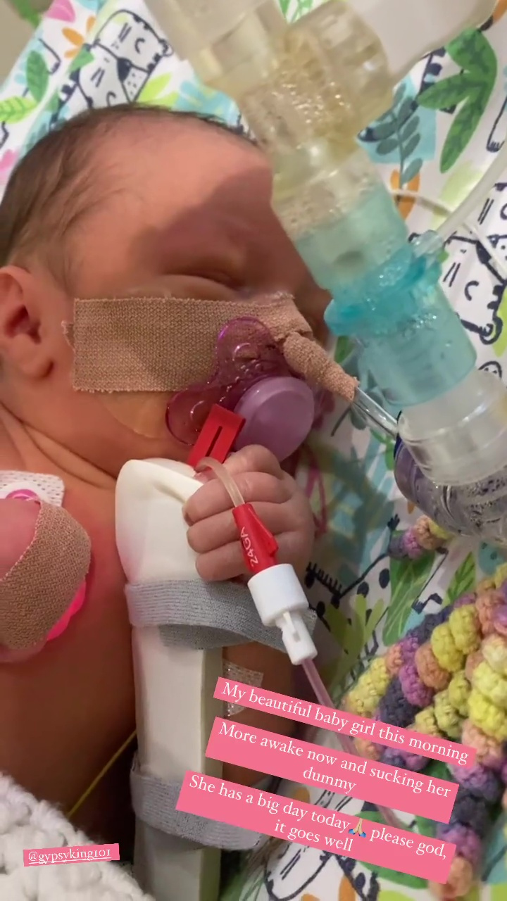 Paris Fury, Tyson Fury's spouse, gives an update on Athena's newborn in intensive care.