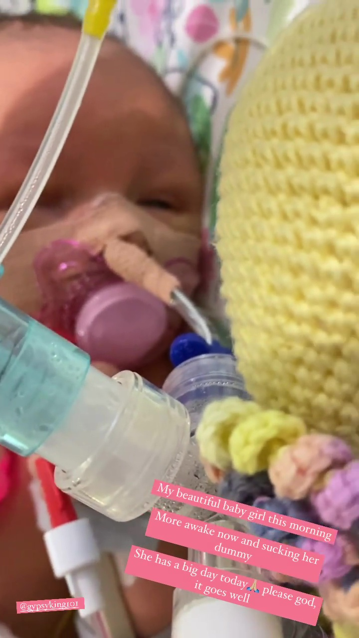 Paris Fury, Tyson Fury's spouse, gives an update on Athena's newborn in intensive care.