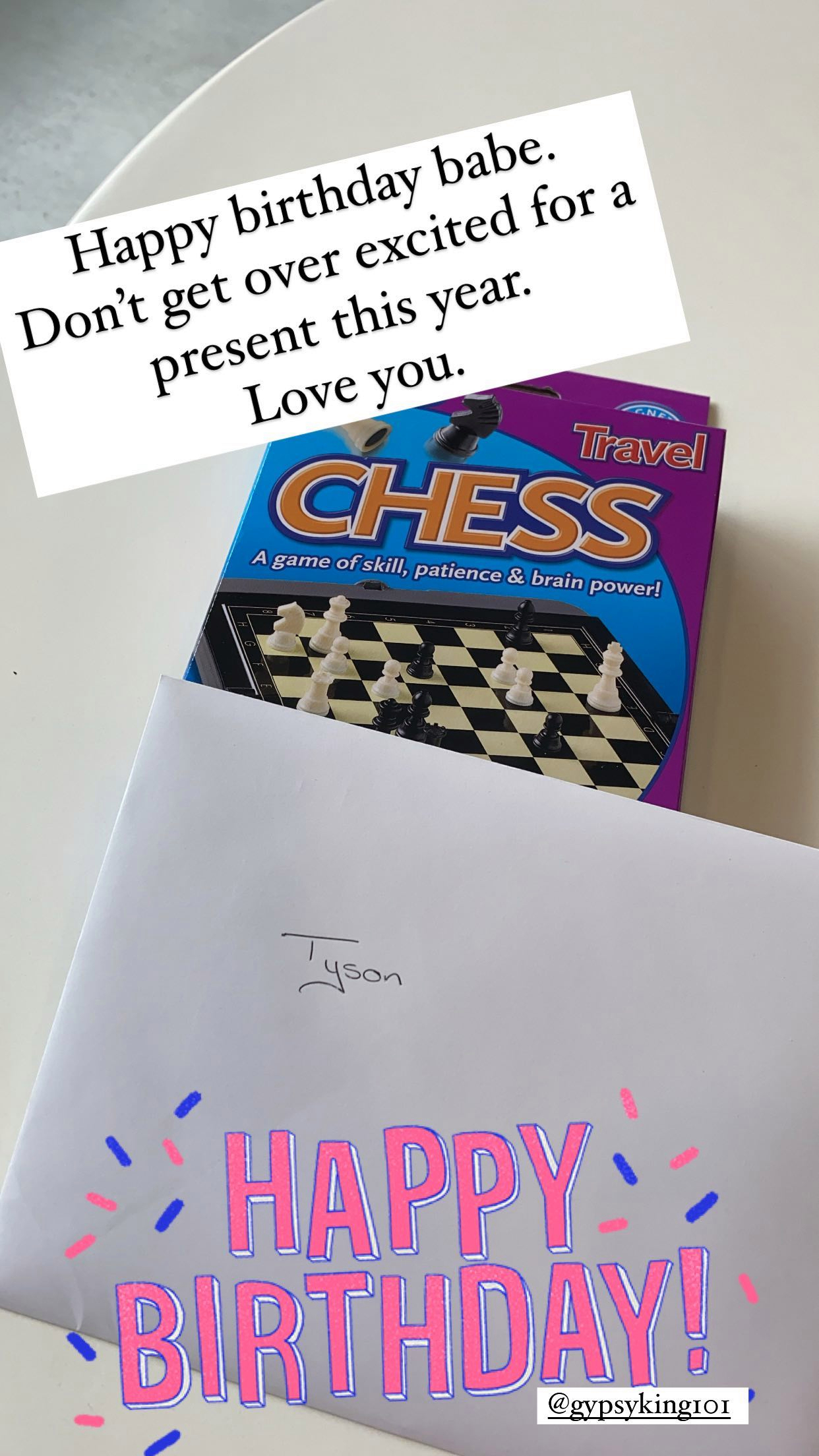 Paris, Tyson Fury's wife, jokes that she gives him a chessboard for his birthday. She also warns that he shouldn't get too excited about the baby miracle.