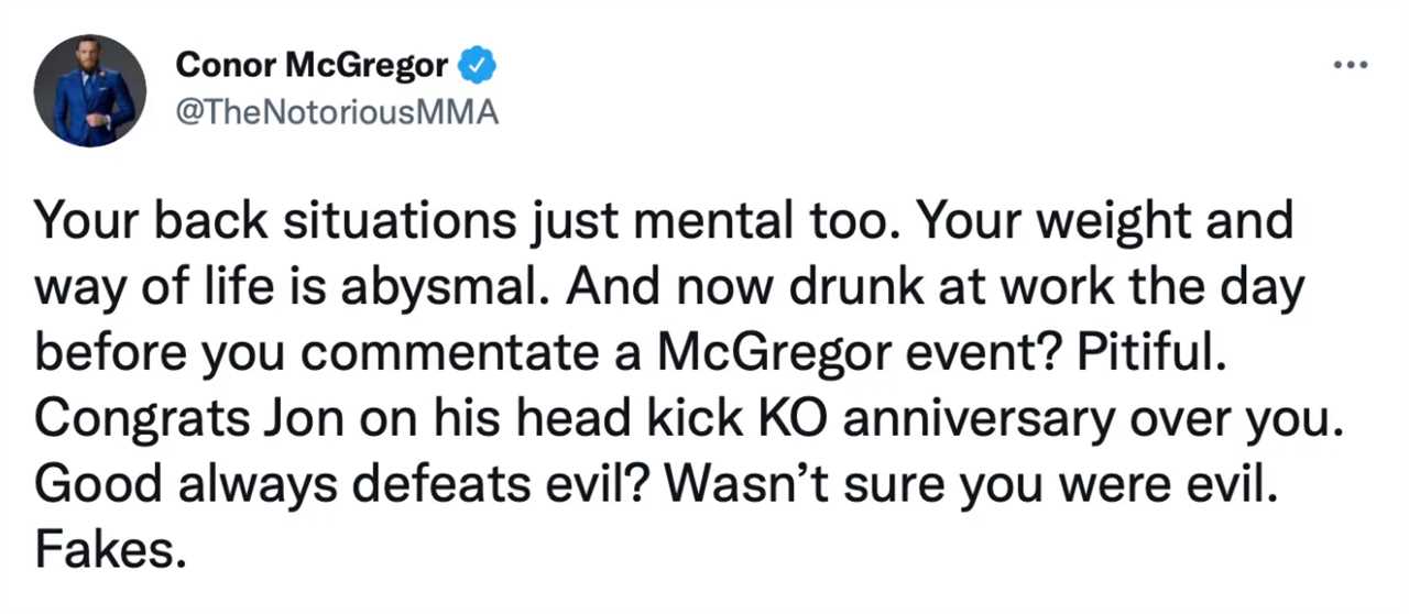 Conor McGregor says Daniel Cormier, a 'fat mess', was drunk before UFC Trilogy vs. Poirier. This is a now-deleted rant