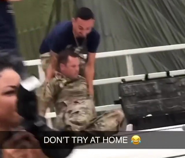Payge VanZant, ex-UFC star, puts a soldier to sleep with choke hold while army friends in crowd go wild