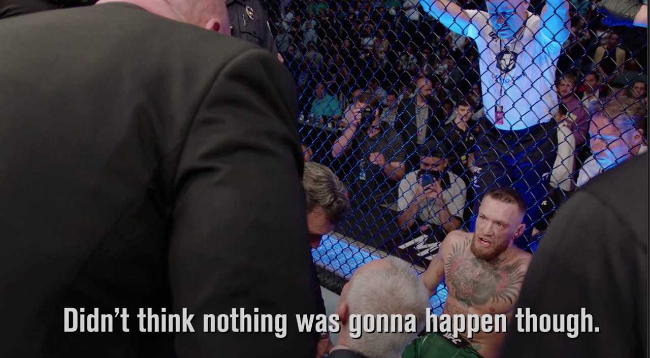 Moment Conor McGregor speaks to Dana White about his leg injury, despite the fact that UFC chief Dana White insists he knew about 'fractures.