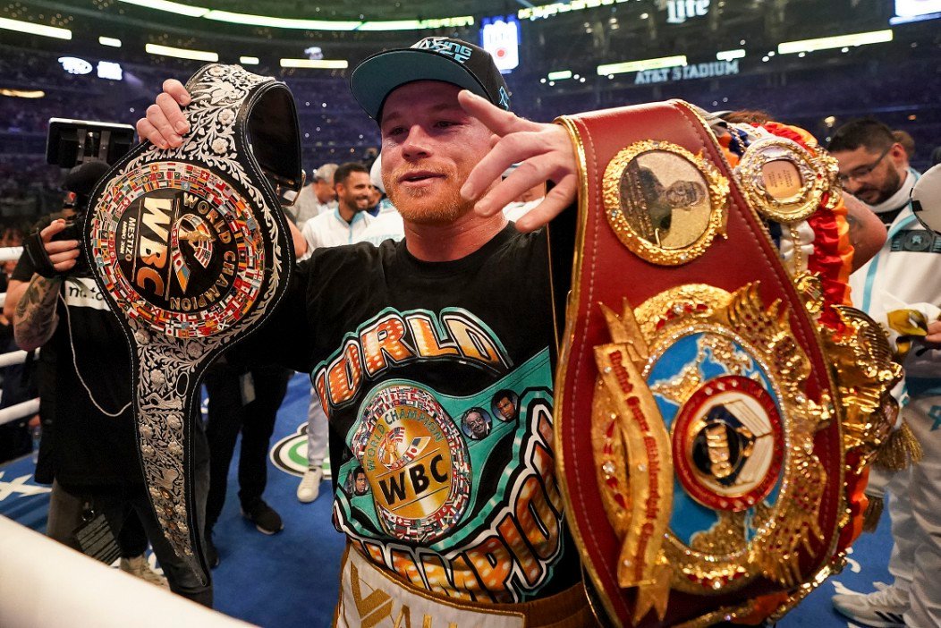 Canelo Alvarez, undisputed super-middleweight bout against Caleb Plant back ON was scheduled for 'late Oct'