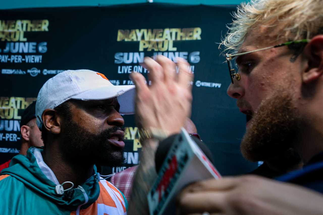 Jake Paul advises Tommy Fury to 'not wear a headband' because he might STEAL it. Floyd Mayweather is 'just my warm-up', he says.