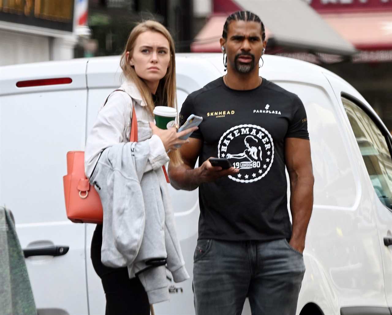 David Haye, 39, enjoys a shopping trip in North London together with his 29-year-old girlfriend.