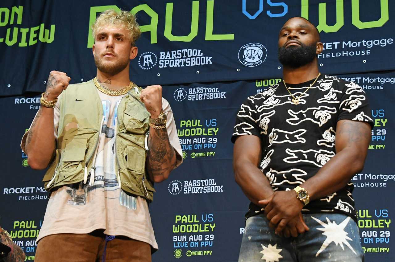 Jake Paul claims Tyron Woodley is unable to cope with his natural power and says he hasn't been hit in his pro-boxing career