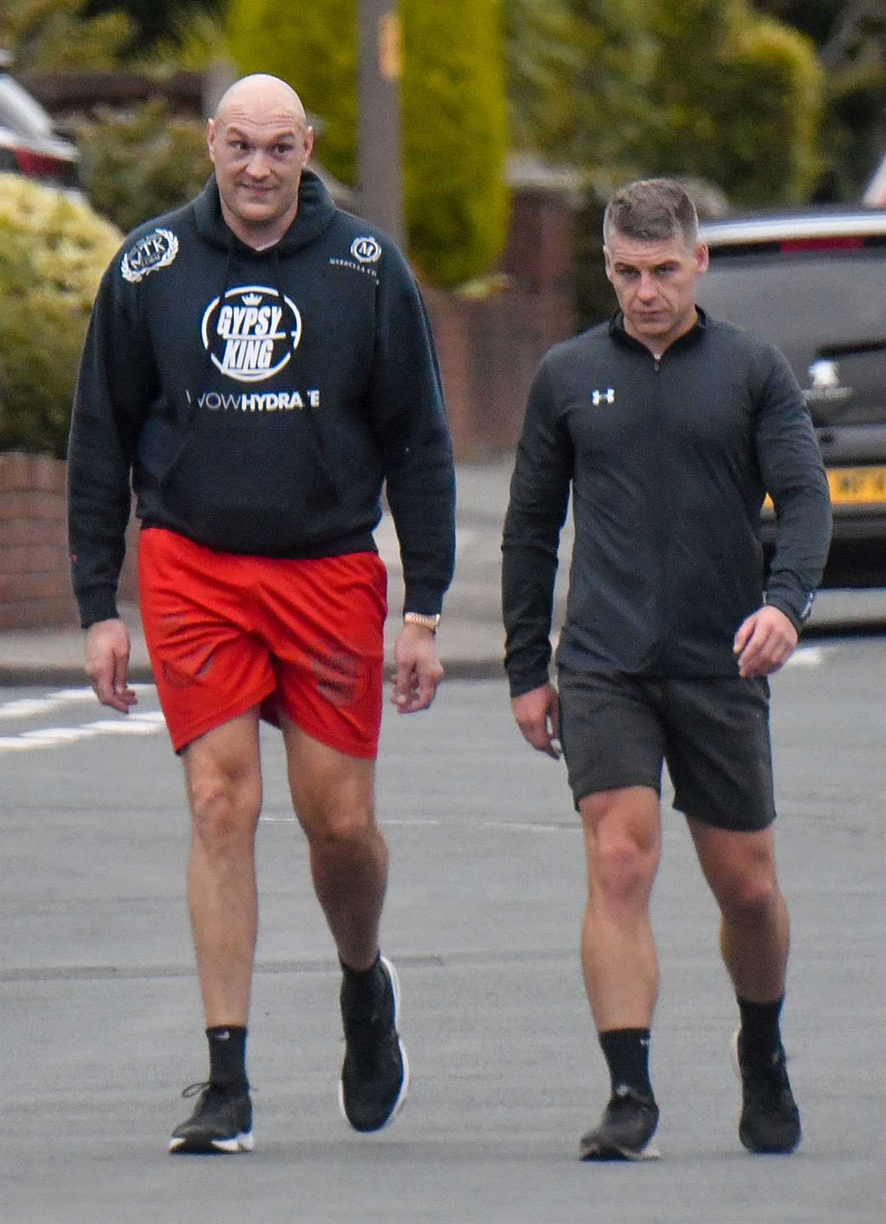 Tyson Fury was spotted following morning run, as he trains to fight Deontay Wilder after his daughter's hospital return.