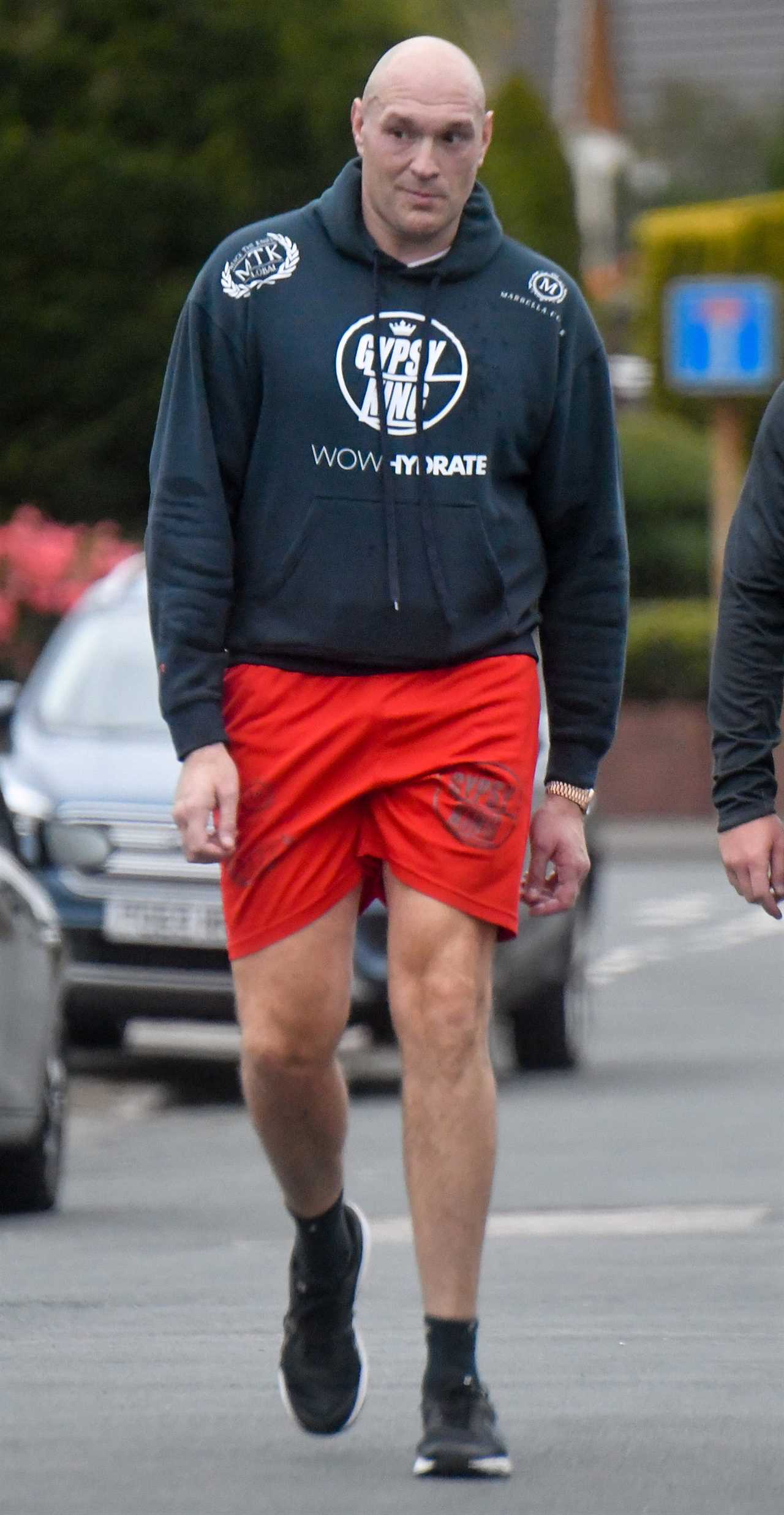 Tyson Fury was spotted following morning run, as he trains to fight Deontay Wilder after his daughter's hospital return.