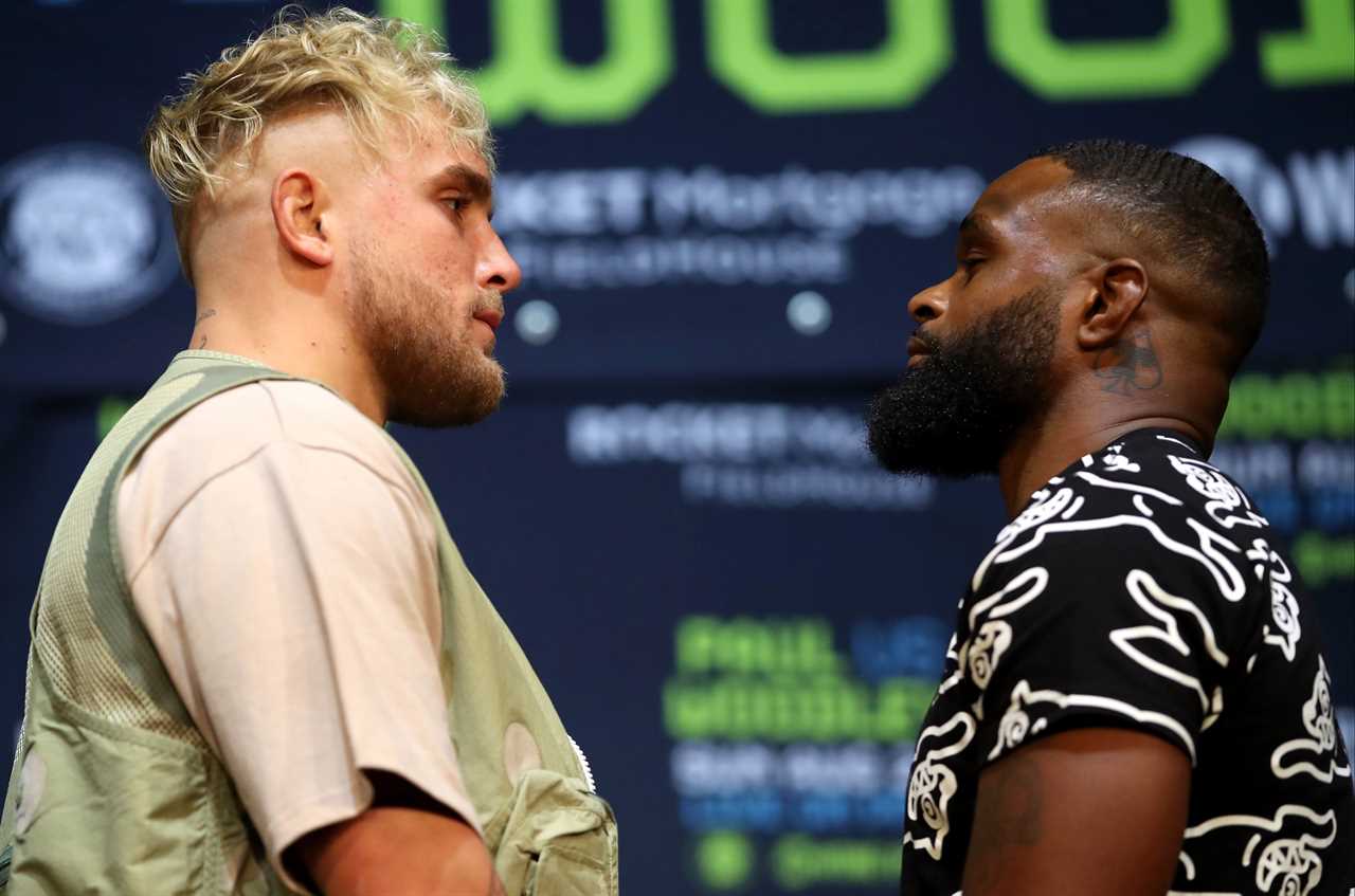 Watch Jake Paul and Tyron woodley train for fights with Floyd Mayweather's ex-UFC star.