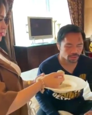 Manny Pacquiao must be fed by his wife because the boxing legend cannot see after witnessing the brutal Yordenis-Ugas fight.