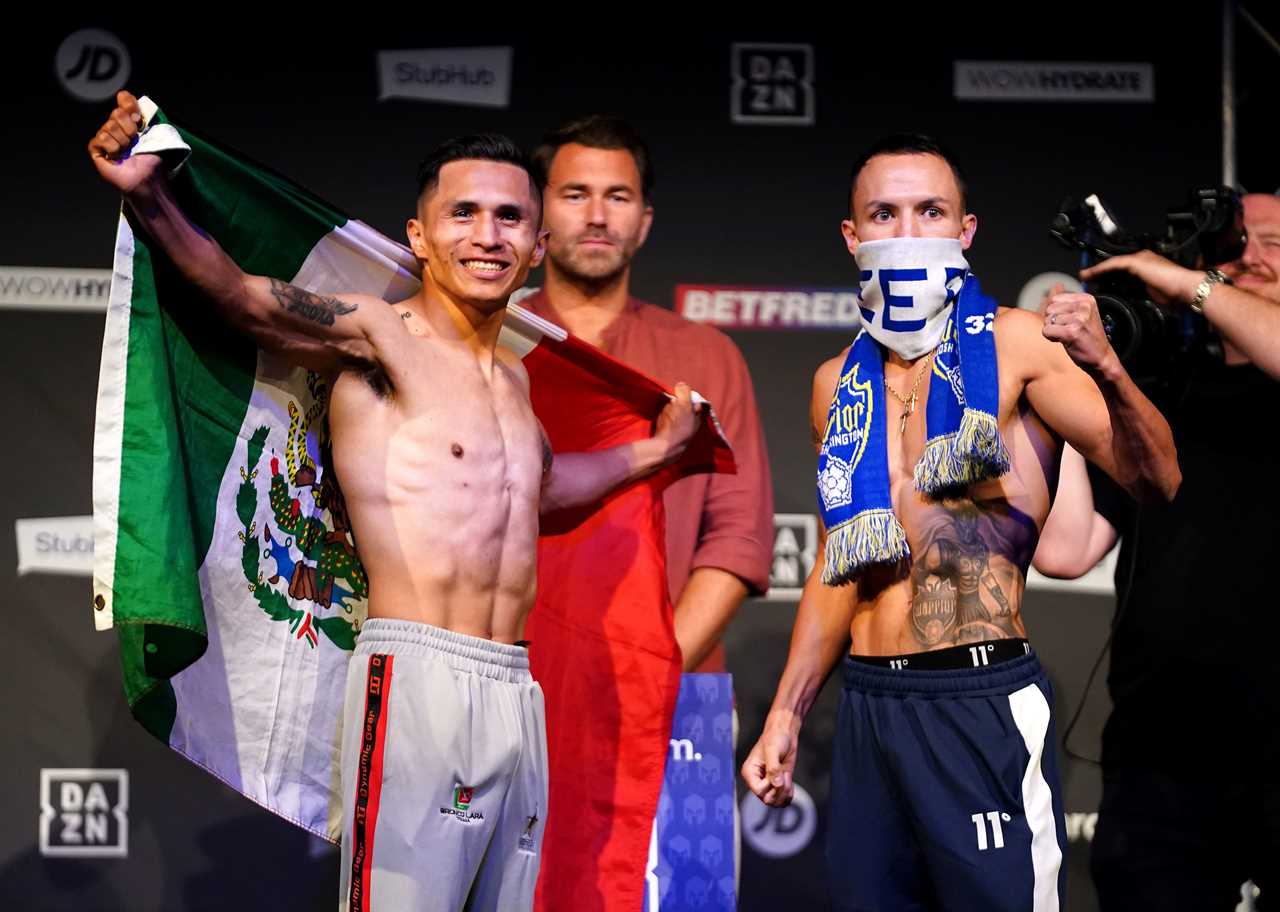 After Brit is pushed, Josh Warrington and Mauricio Lara are separated by security at a fiery weigh in.