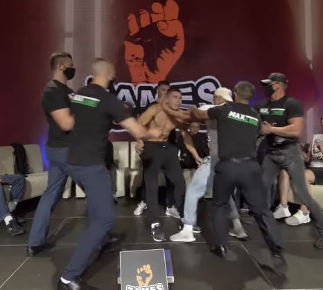 Watch the shocking moment a fighter KOs his opponent with a brutal flying knee at WEIGHIN for Zames Fight Club bout