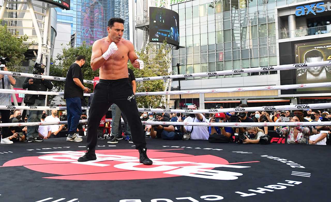 Oscar De La Hoya, 48, posts video from his hospital bed after contracting Covid.
