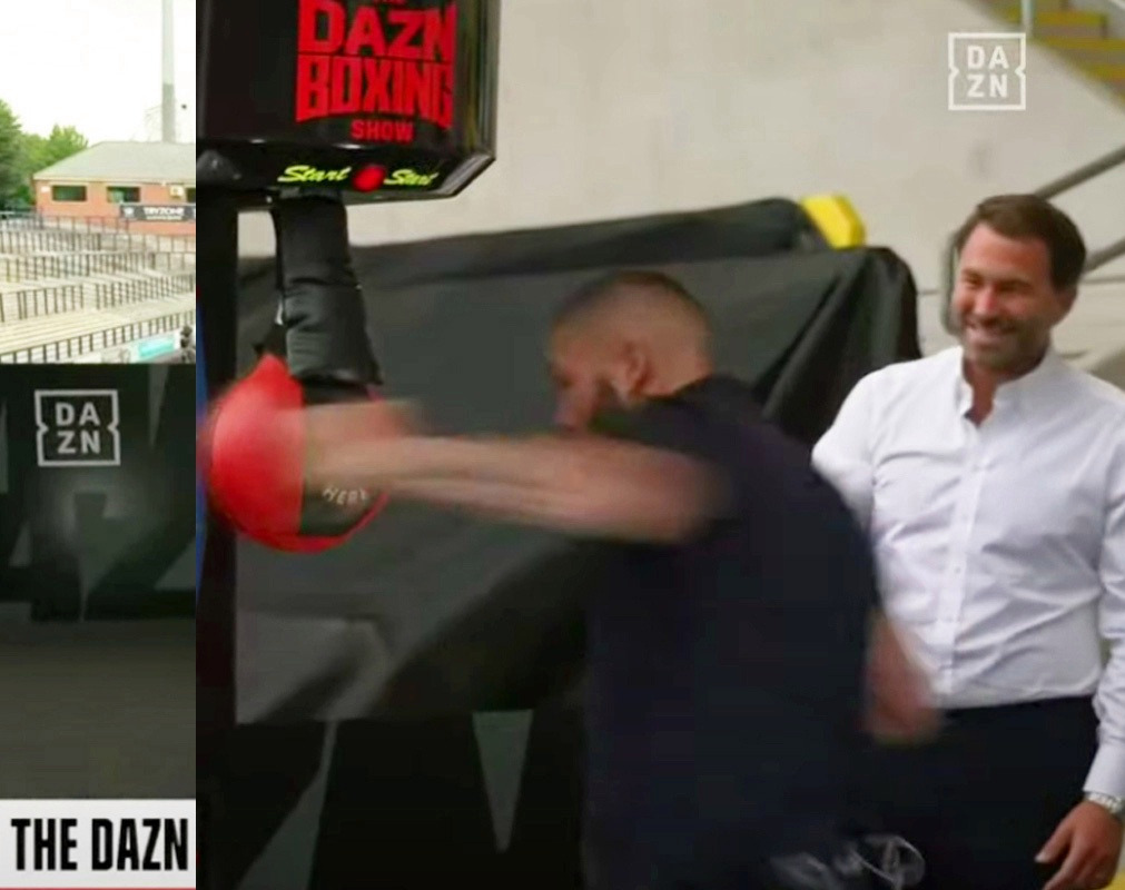 Eddie Hearn and Tony Bellew take on the punch machine challenge.