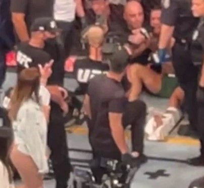 Jolie seen giving McGregor the middle finger as he receives treatment for a broken leg
