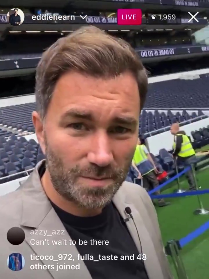 Hearn tours Tottenham Stadium before Anthony Joshua vs Oleksandr Uzyk, with AJ going home in the dressing room