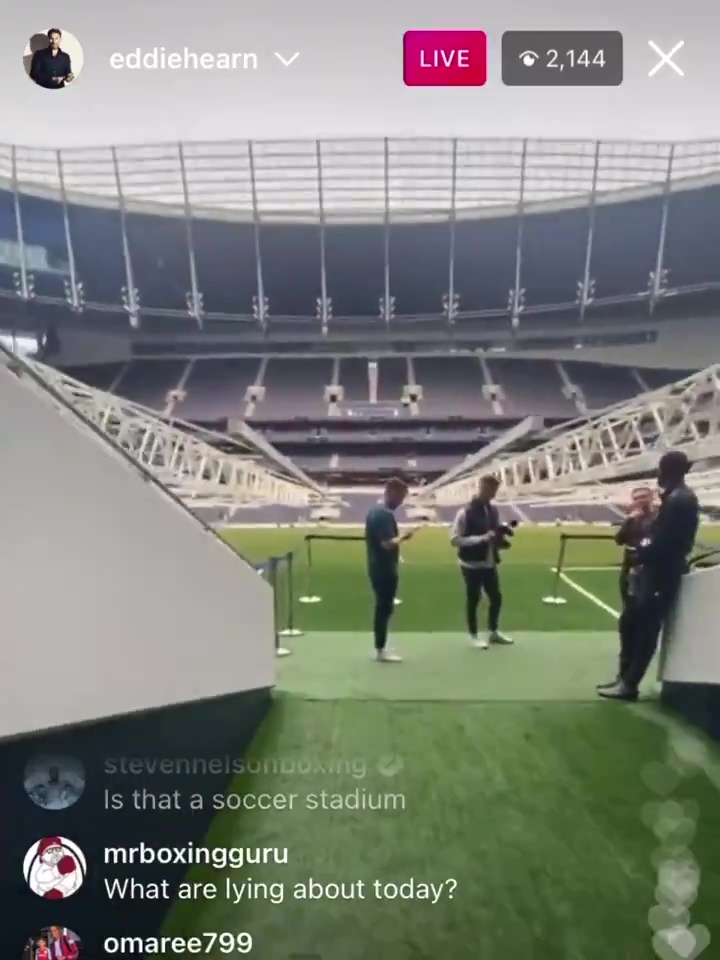 Hearn tours Tottenham Stadium before Anthony Joshua vs Oleksandr Uzyk, with AJ going home in the dressing room