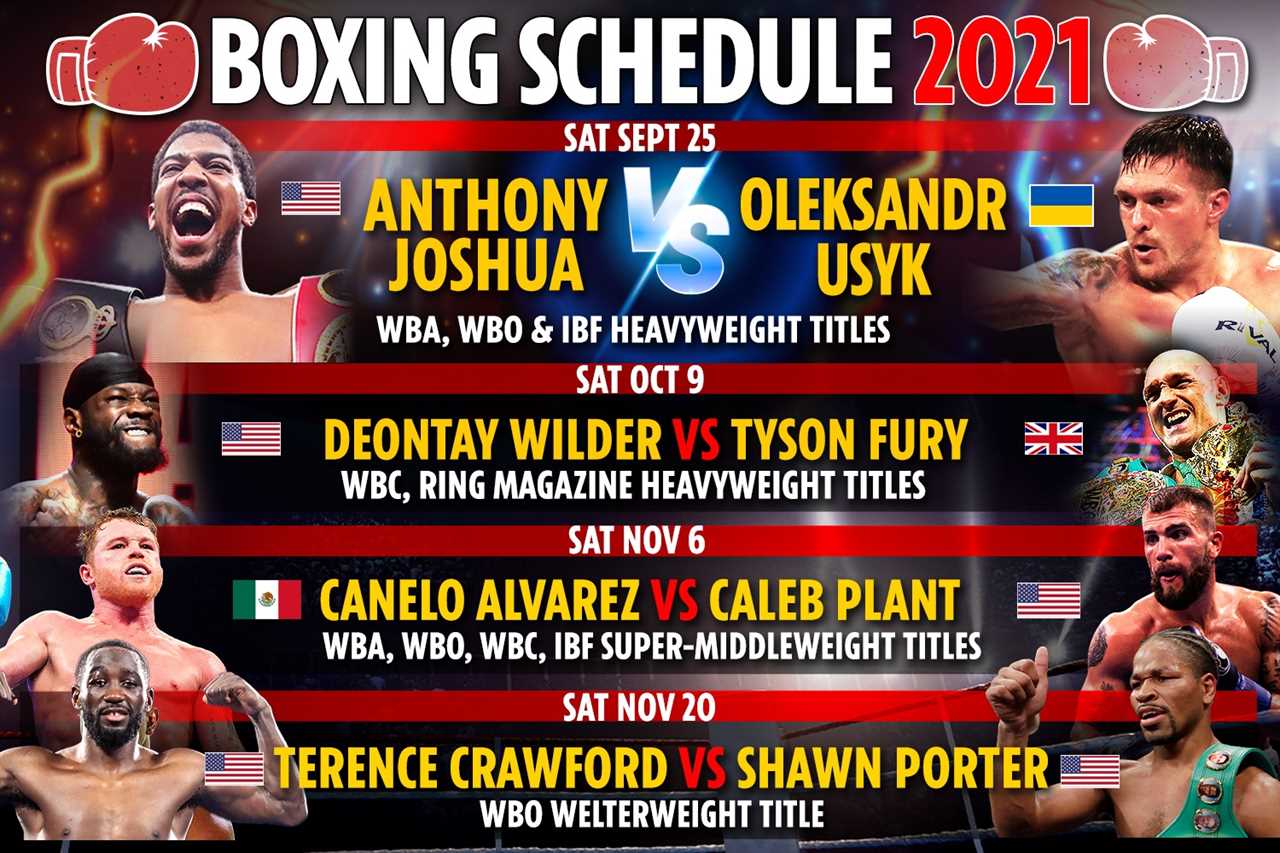 Upcoming boxing fights 2021: Fixture schedule – Anthony Joshua vs Oleksandr Usyk THIS WEEK, Fury vs Wilder 3 DATE