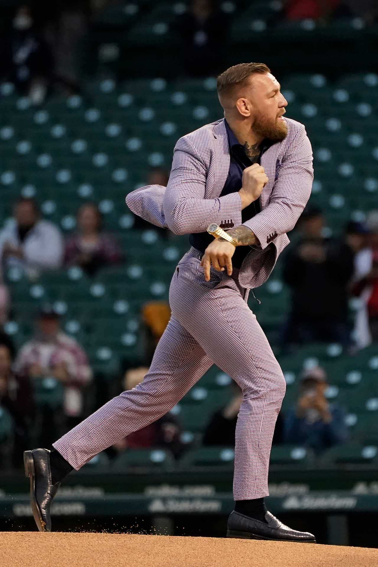 Conor McGregor laments about being wealthier than Cristiano Ronaldo or Lionel Messi, and 50 Cent mocks the pitch of his baseball game