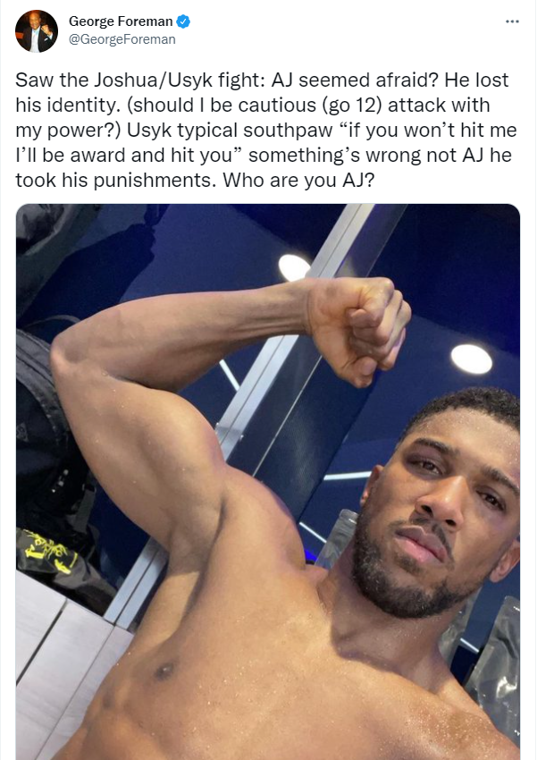 George Foreman slams Anthony Joshua for being afraid and claims that champ 'lost himself' in shock Usyk defeat