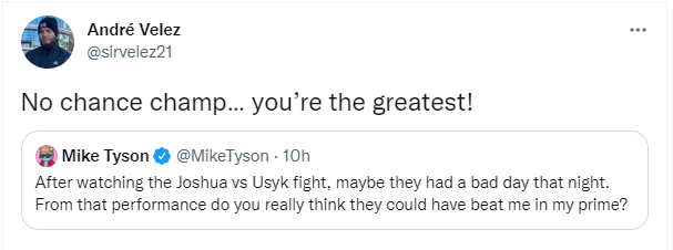 Mike Tyson claims that Anthony Joshua and Oleksandr Uzyk had 'bad days' and asks him if he could have beat them in his prime'.