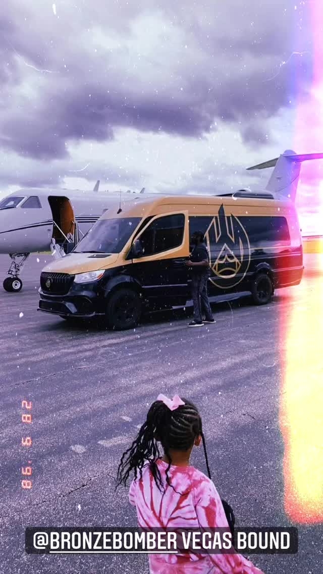 Deontay and Telli Wilder board private jet for Las Vegas to fight in the Tyson Fury trilogy.