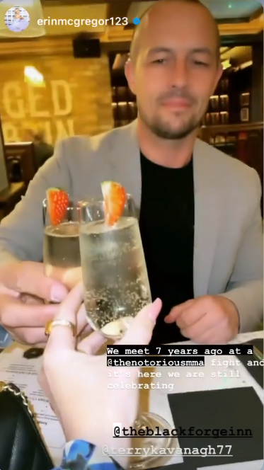 Conor McGregor's sister Erin celebrates her anniversary with her boyfriend in style at The Black Forge Inn, her brother's pub