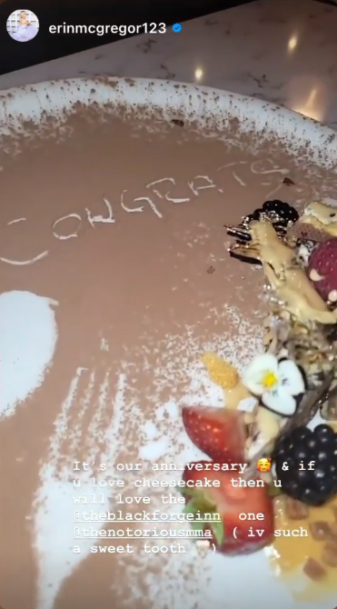Conor McGregor's sister Erin celebrates her anniversary with her boyfriend in style at The Black Forge Inn, her brother's pub