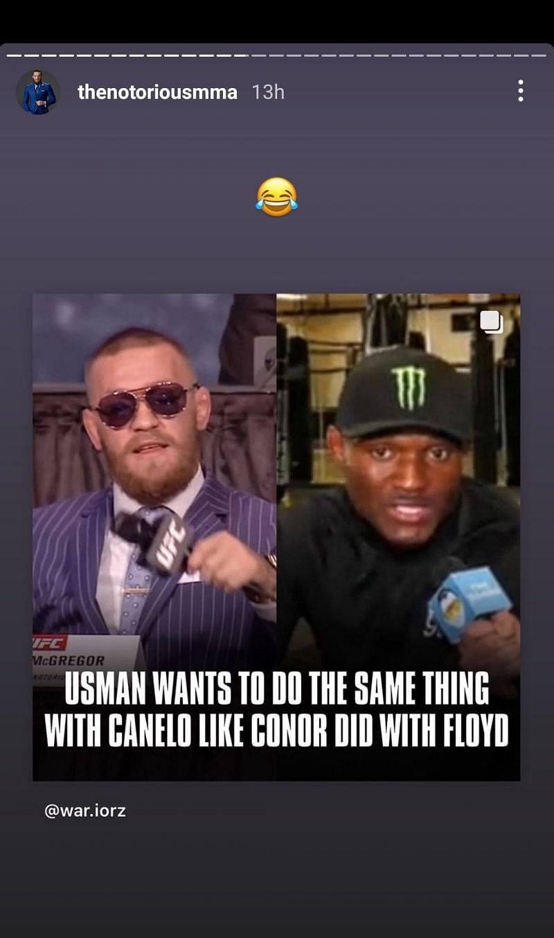 Conor McGregor believes UFC champ Kamaru Uman copied his Floyd Mayweather call out when he challenged Canelo
