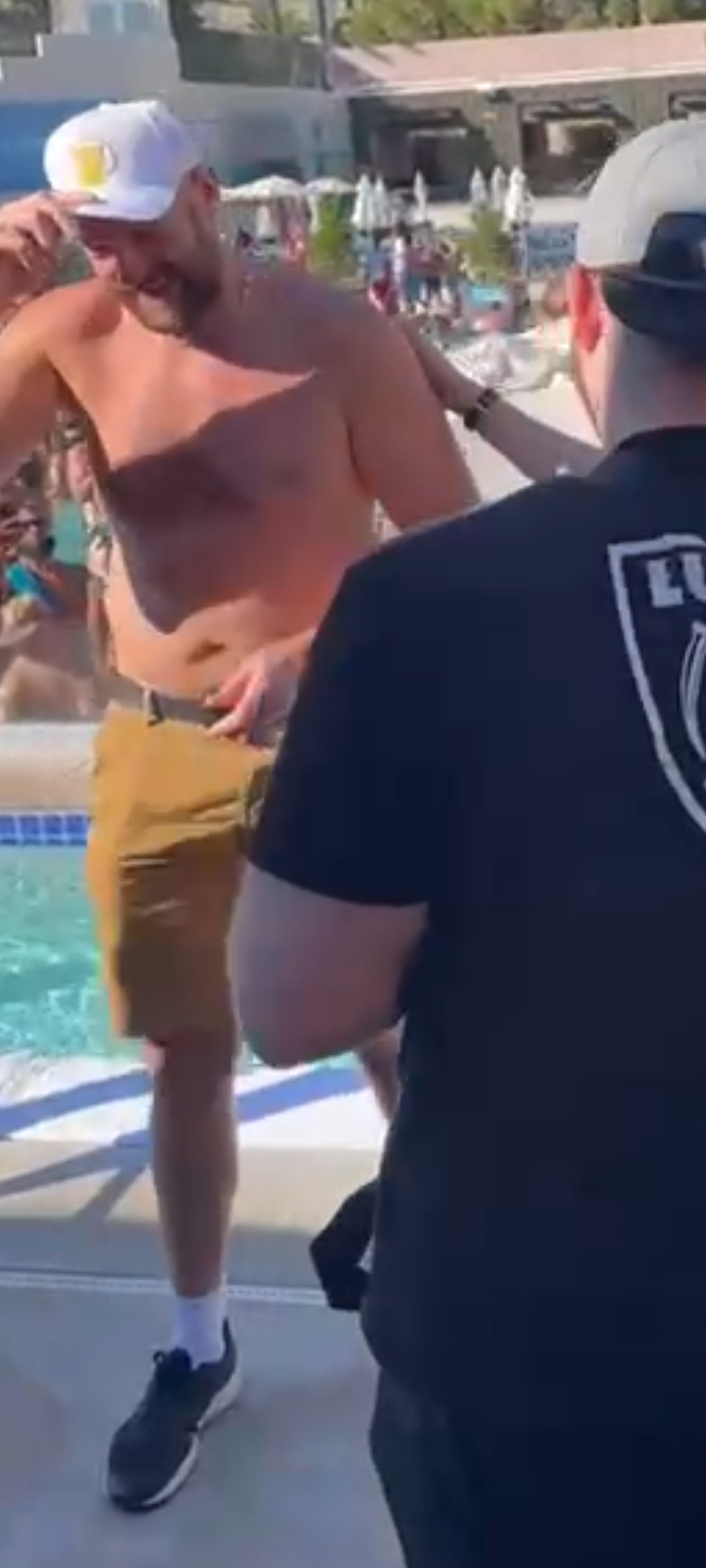Tyson Fury enjoys a pool party with his wife Paris, brother Tommy, and friends while he displays the scars of war alongside Deontay Wilder