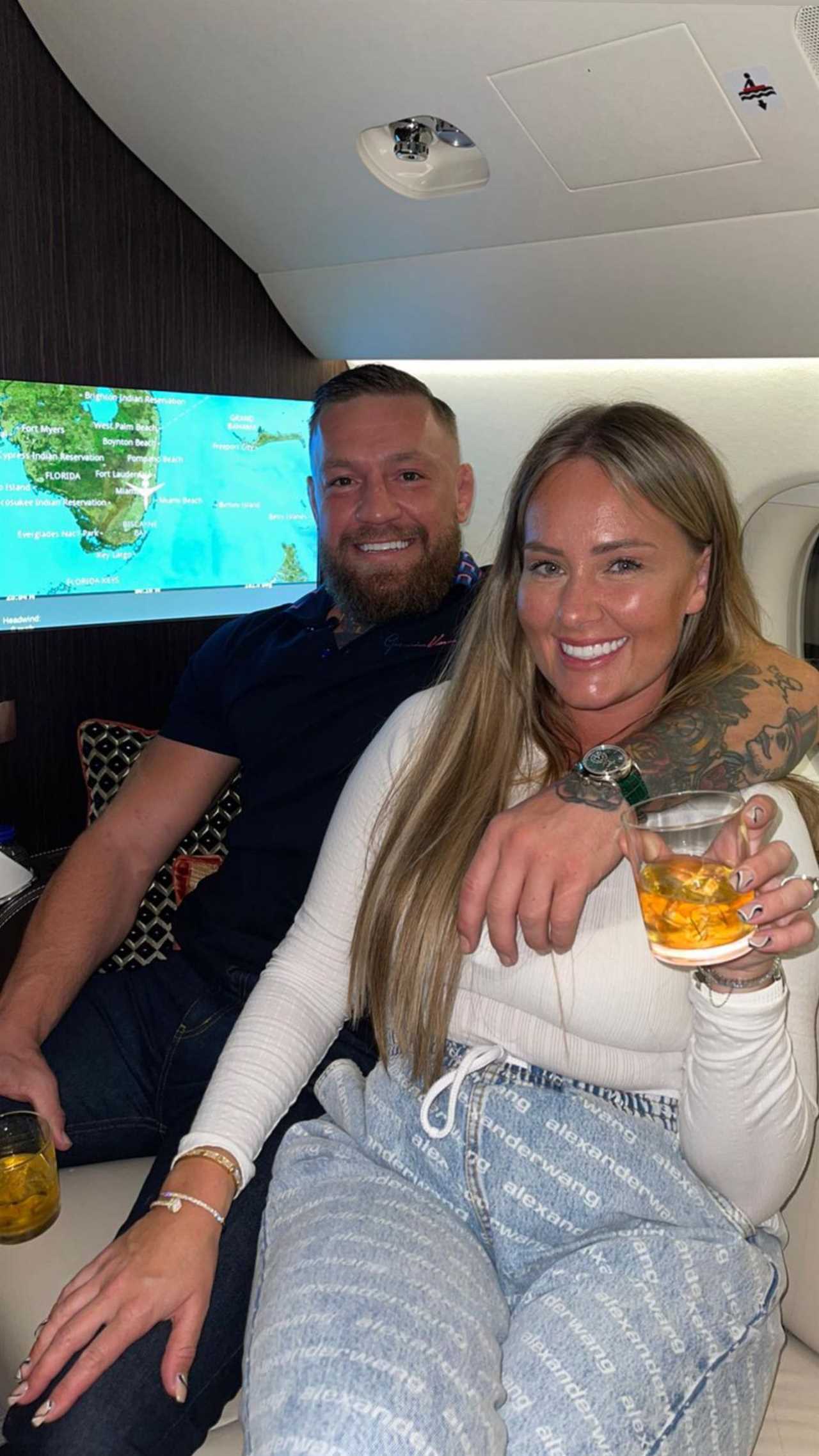 Conor McGregor takes Dee Devlin, his children and their families to Rome by private jet. UFC star leaves Miami for Europe.