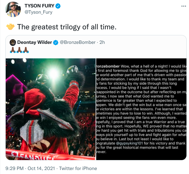 Deontay Wilder finally congratulates Tyson Fury for his epic trilogy win as Bronze Bomber breaks the silence in classy message