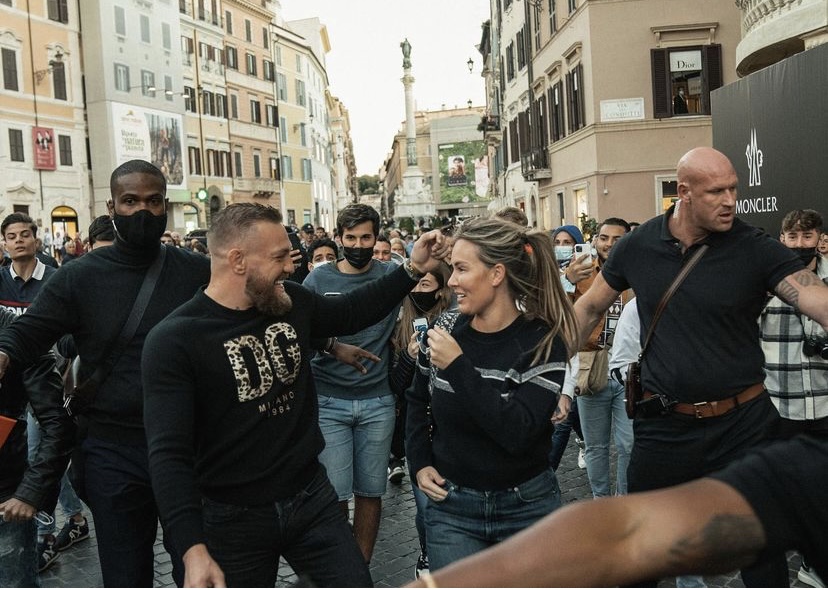 Conor McGregor, Dee Devlin were surrounded by fans while they went shopping in Rome to get ready for their son's Vatican Christening.