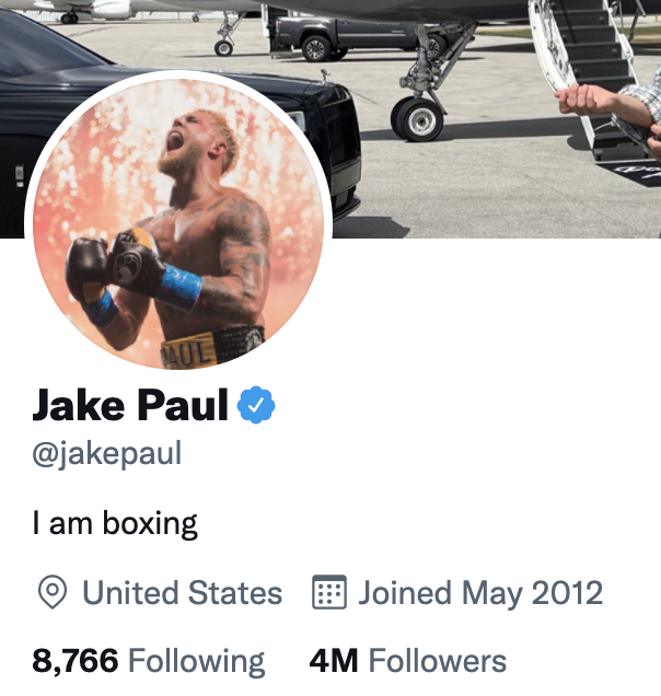 Jake Paul updates his Twitter bio in advance of Tommy Fury fight, after trolling Conor McGregor's previous description