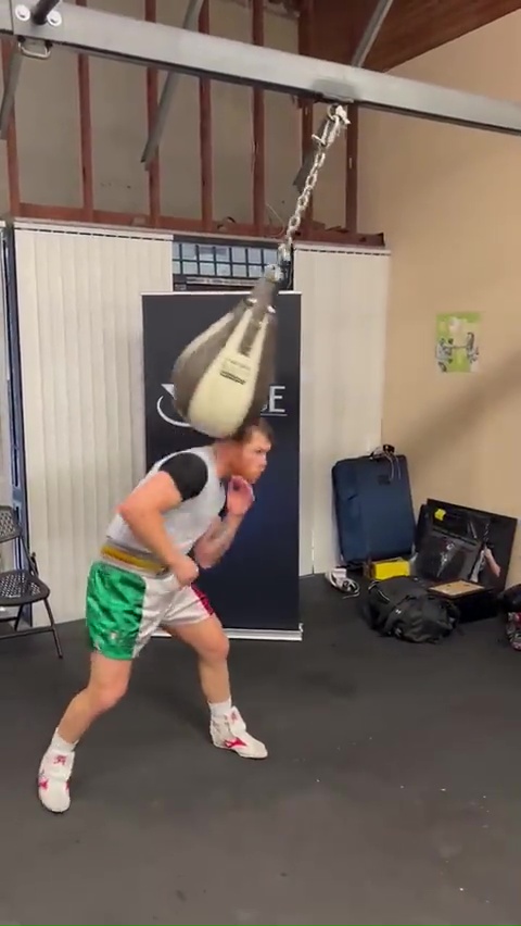 Canelo Alvarez shows off lightning reflexes and quick feet in the latest training video.