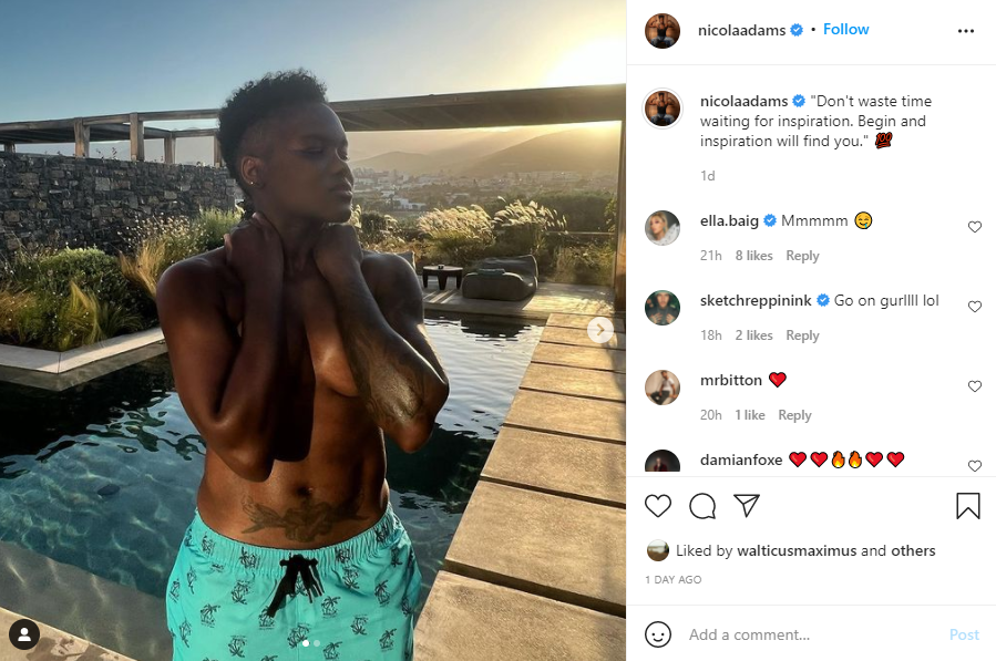 Ex-boxing star, Olympic hero Nicola Adams shows off an incredibly toned body while posing TOPLESS during holiday