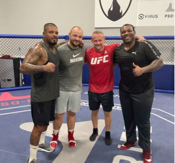 Jarrell Miller trains with UFC stars at MMA gym, while he is serving a drug ban and eyes boxing return to face Tyson Fury