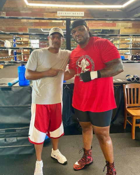 Jarrell Miller trains with UFC stars at MMA Gy while serving a drugs ban but eyes boxing back to fight Tyson Fury