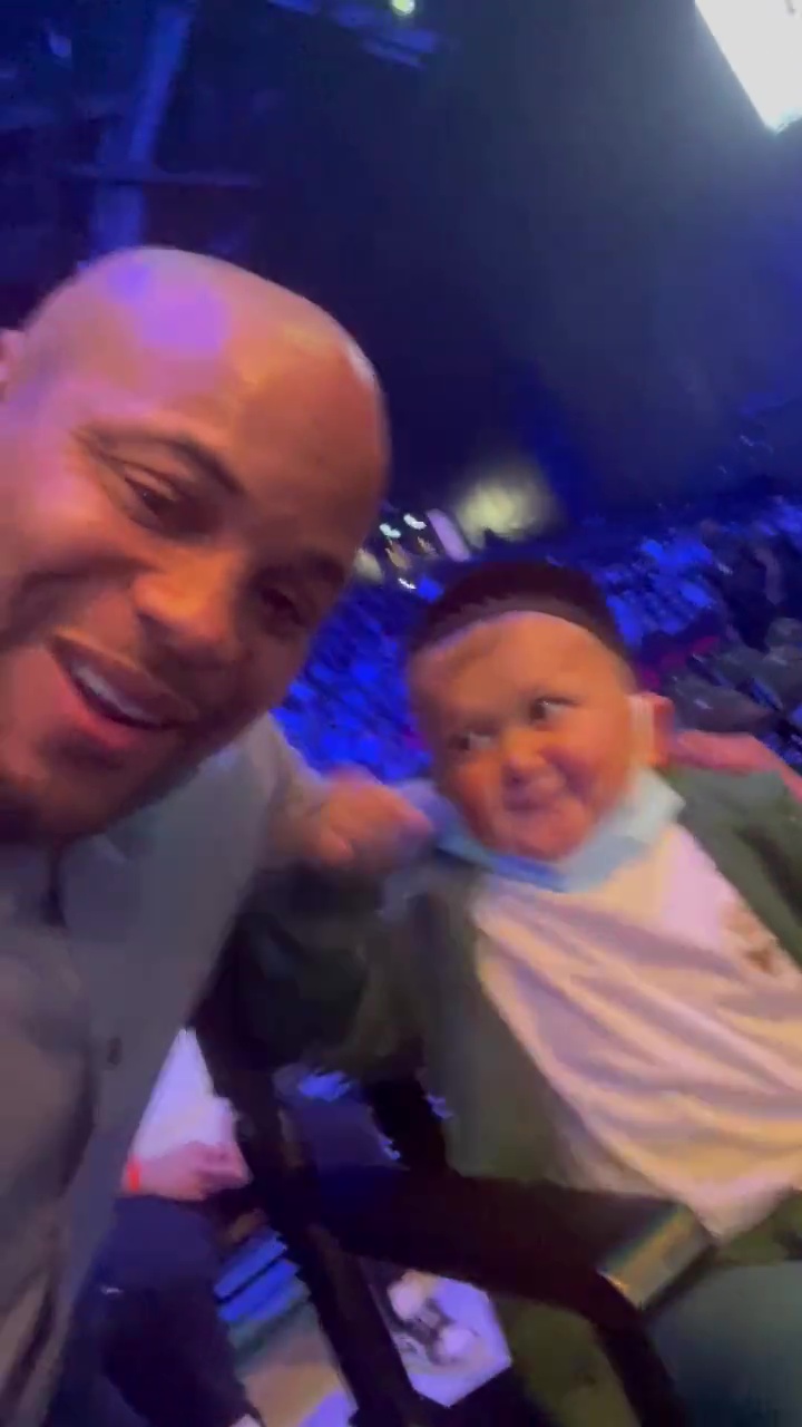 Hasbulla laughably punches Daniel Cormier in the UFC 267 fight as MMA legend 'drops his hands' during an encounter with viral star