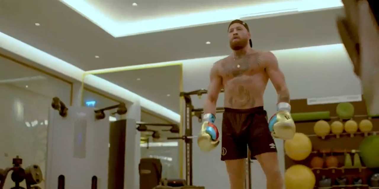 Conor McGregor is back training after his surgery. He uses pads to exercise and promises the 'greatest comeback sports history has ever seen'