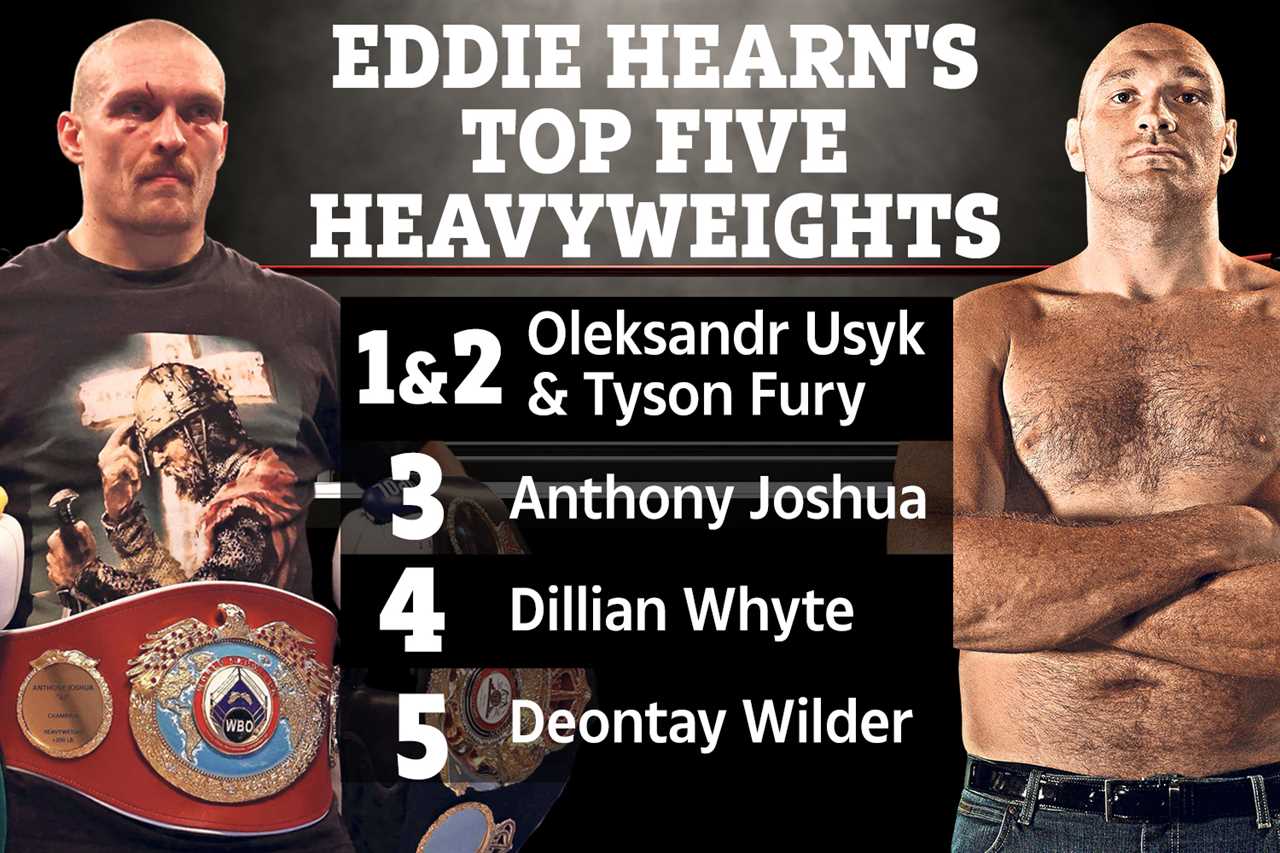 Eddie Hearn ranks the top five heavyweights worldwide with Anthony Joshua, Tyson Fury, and first place tied.