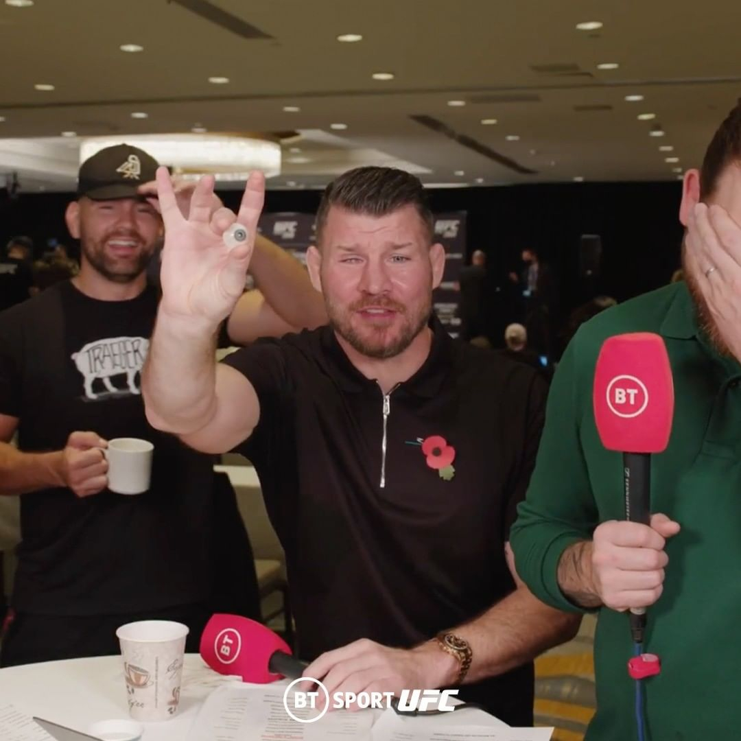 Amazing moment UFC legend Michael Bisping reveals his fake eye during live BT broadcast. It leaves reporter shocked