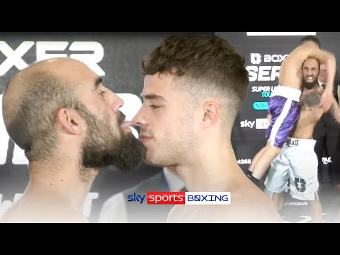Sean 'Masher Dodd picks up Cori Gibbs BOXXER series Weigh-In and licks it