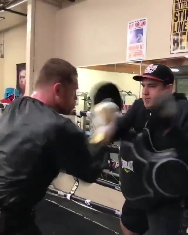 As the Mexican P4P king prepares to face Caleb Plant, Canelo Alvarez shows off his speed and power on pads.