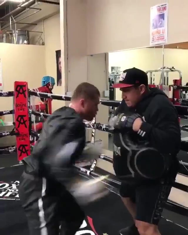 As the Mexican P4P king prepares to face Caleb Plant, Canelo Alvarez shows off his speed and power on pads.