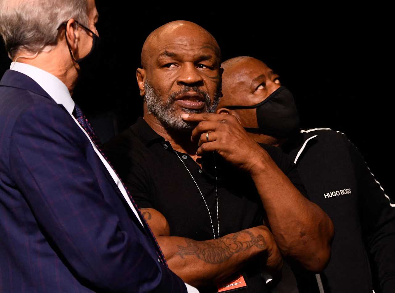 Caleb Plant and Canelo Alvarez are not allowed to face off as Mike Tyson supervises a fiery weigh in before the grudge match