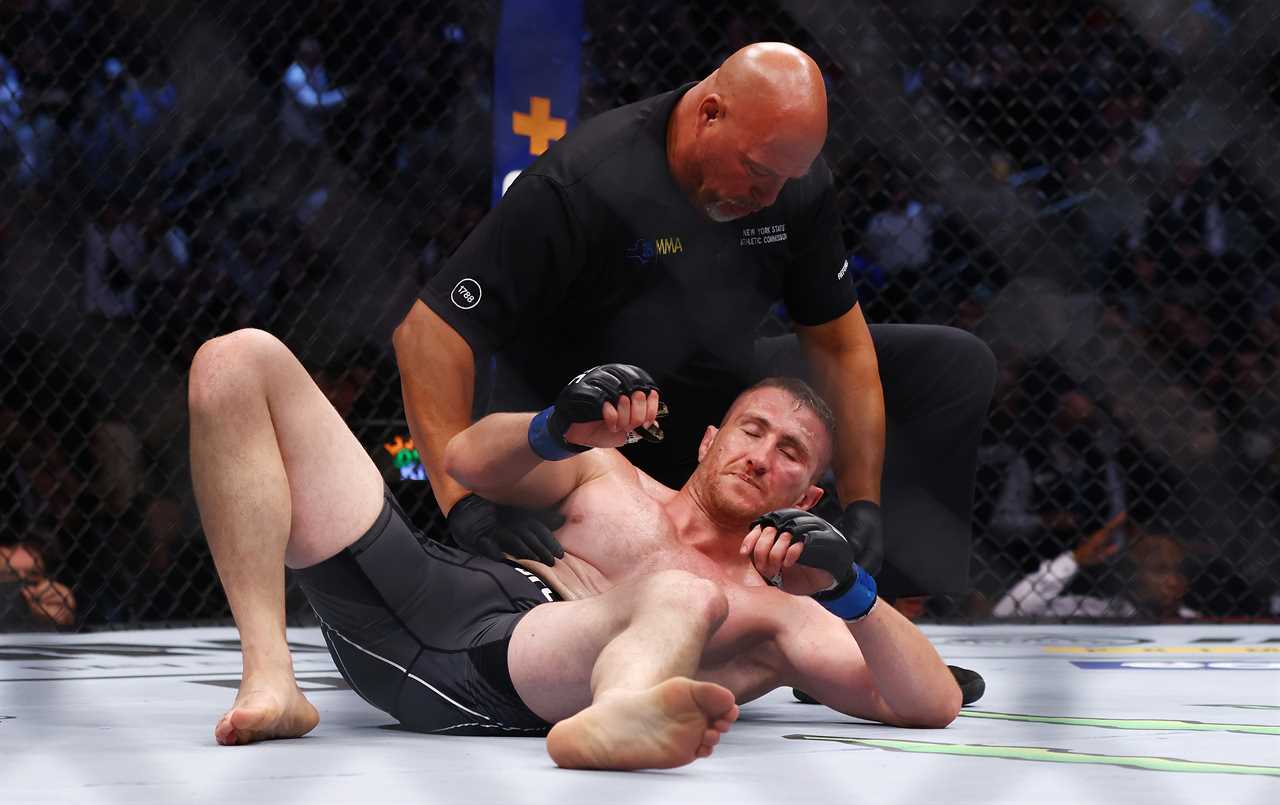 Watch Alex Pereira make a stunning UFC debut by submitting Andreas Michailidis to a brutal knee.