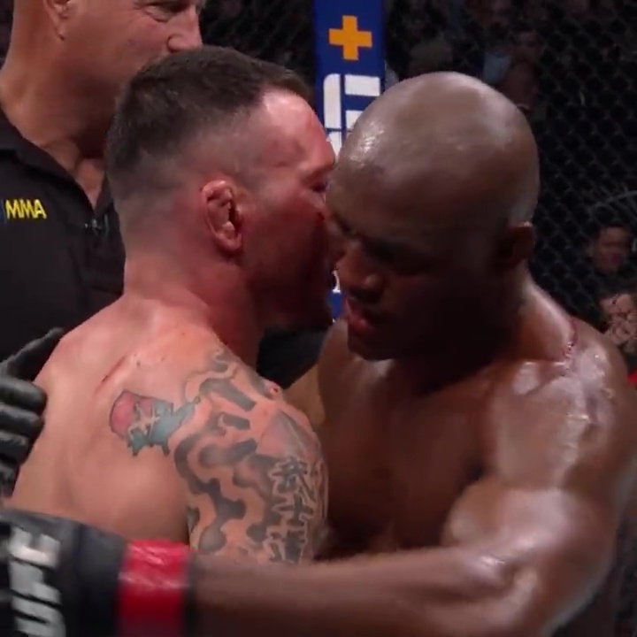 Go kiss later - After fierce rivals hug at the end of UFC 268, watch referee Usman taunt Usman after Covington and Usman kiss