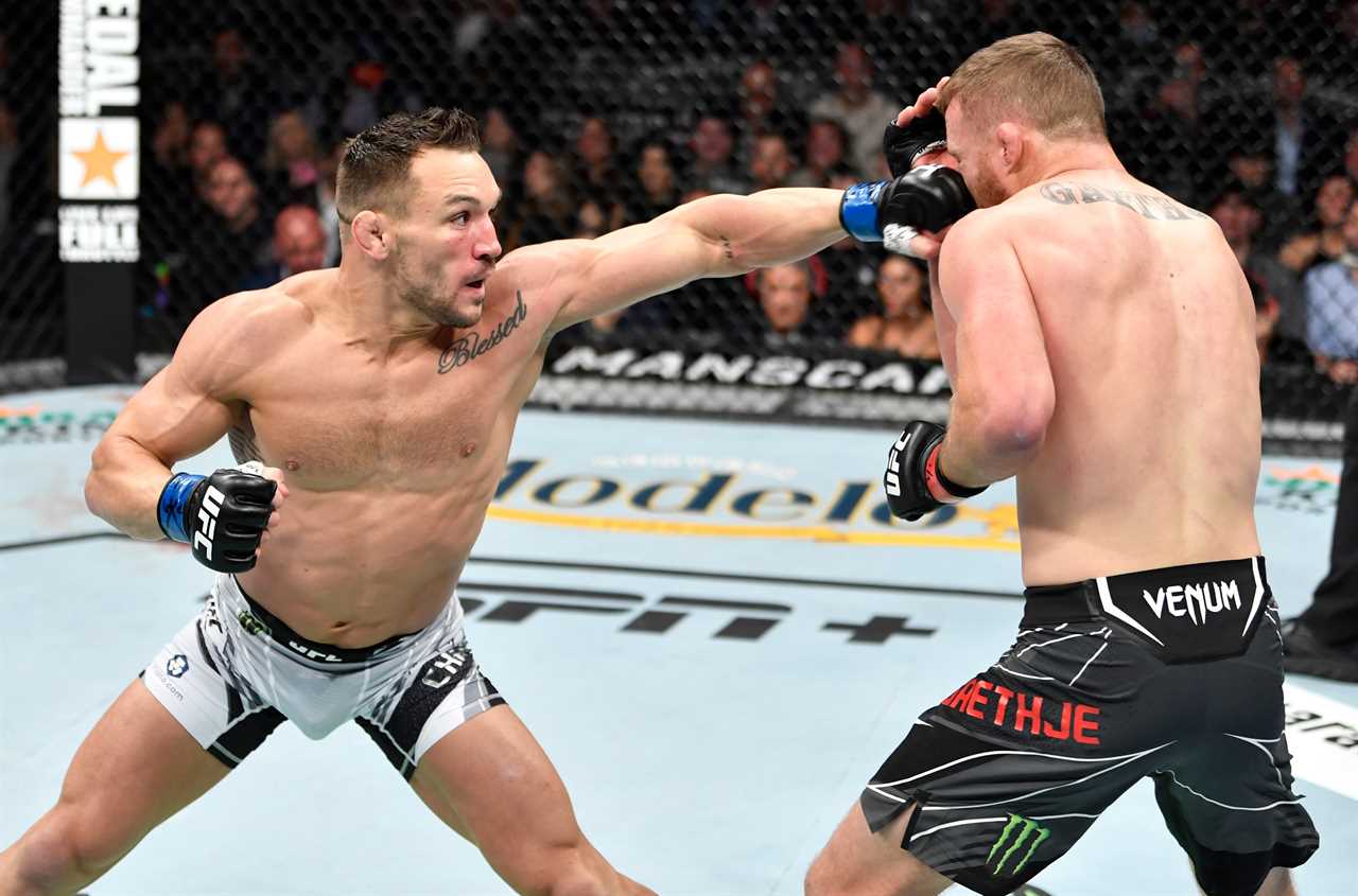 UFC star Michael Chandler is forced to wear an ice mask after his face was 'unrecognisable to his son' after a brutal Gaethje fight